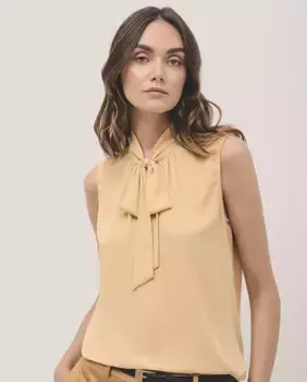 Женский топ без рукавов с легким креповым бантом Roberto Verino, желтый