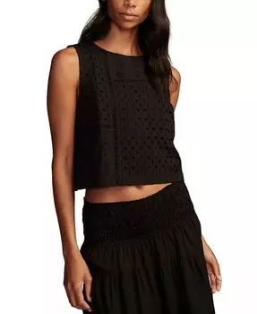 Женский топ без рукавов с люверсами Schiffli Lucky Brand, черный