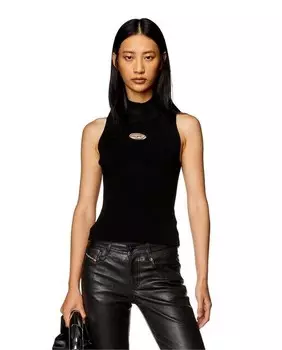 Женский топ без рукавов с металлизированным логотипом Diesel, черный