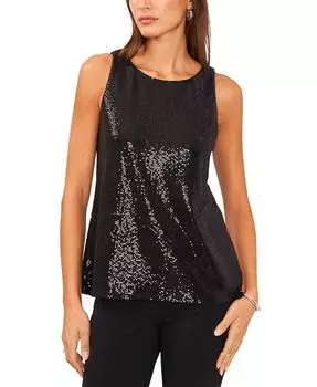 Женский топ без рукавов с пайетками и вырезом на спине MSK, черный