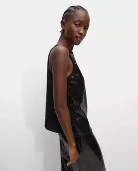 Женский топ без рукавов с пайетками Parfois, чёрный