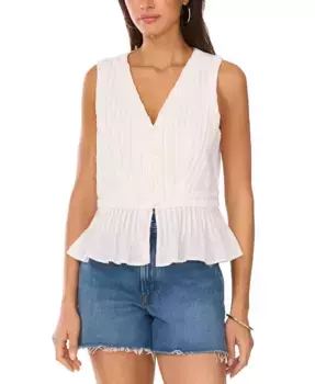 Женский топ без рукавов с плиссированной кокеткой Vince Camuto, белый