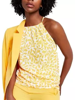 Женский топ без рукавов с принтом через шею Bar III, цвет Honey/Bar White