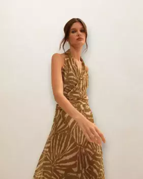 Женский топ без рукавов с принтом и бантом на шее Noon, зеленый