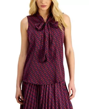 Женский топ без рукавов с принтом и бантом Tahari ASL, мульти
