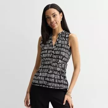 Женский топ без рукавов с присборенной талией Nine West, цвет black domino lines