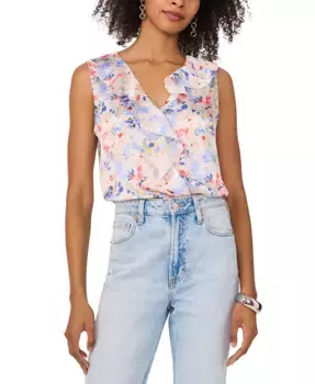 Женский топ без рукавов с рюшами и цветочным принтом Vince Camuto, мультиколор