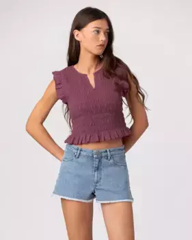 Женский топ без рукавов с рюшами на рукавах и низе Noon, пурпурный