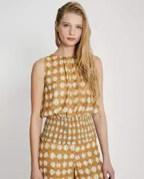 Женский топ без рукавов с сотовым узором Trucco, цвет Mostaza
