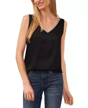 Женский топ без рукавов с V-образным вырезом и отделкой стразами CeCe, черный