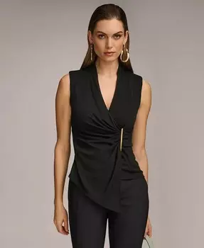 Женский топ без рукавов с V-образным вырезом Donna Karan, стандартные и миниатюрные размеры Donna Karan New York, черный