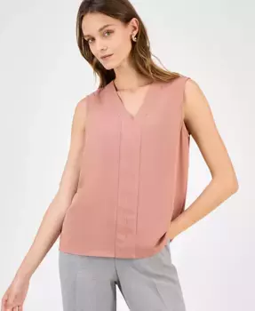 Женский топ без рукавов с V-образным вырезом, Regular & Petite Kasper, розовый