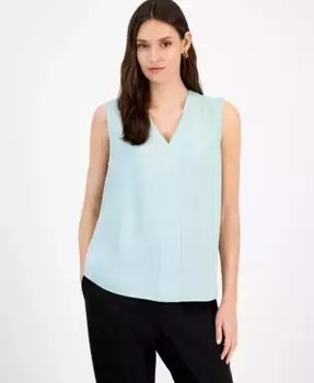 Женский топ без рукавов с V-образным вырезом, Regular & Petite Kasper, синий