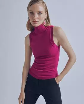 Женский топ без рукавов с воротником Perkins Lola Casademunt, фуксия
