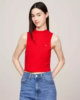 Женский топ без рукавов с воротником-стойкой Tommy Jeans, красный