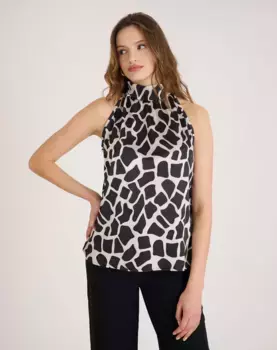 Женский топ без рукавов с вырезом на шее Naf Naf, чёрный