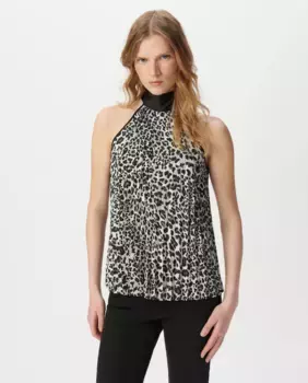 Женский топ без рукавов с высоким воротом IKKS, серый