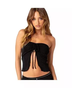 Женский топ без рукавов со сборками и разрезом спереди Milan Edikted, черный