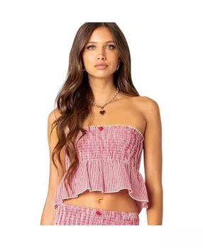 Женский топ без рукавов в мелкую клетку Edikted, красный