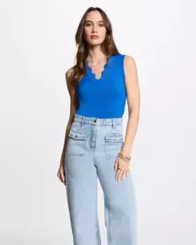 Женский топ без рукавов в рубчик Morgan, синий