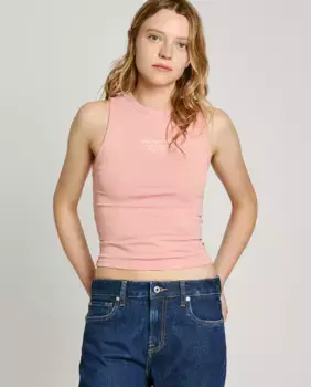 Женский топ без рукавов в рубчик Pepe Jeans, розовый