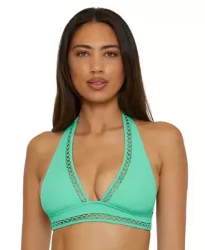 Женский топ-бикини Modern Edge с ребристым узором и бретелями-галстуком Becca, синий