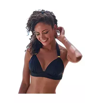 Женский топ-бикини с металлической фурнитурой Triangle LASCANA, черный