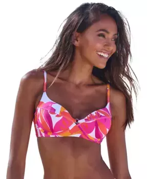 Женский топ бикини с миксом принтов на косточках LASCANA, розовый