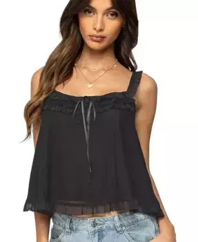 Женский топ-боди с рюшами и сетчатыми вставками Edikted, черный