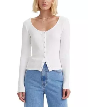 Женский топ Britt Slim Fit с длинными рукавами и застежкой спереди Levi's, белый