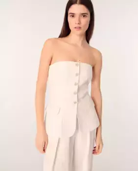 Женский топ-бюстье с декоративными пуговицами Maje, белый