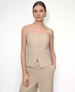 Женский топ-бюстье с квадратным вырезом из ткани в рубчик DKNY, коричневый/бежевый