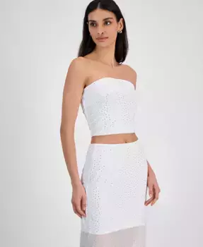 Женский топ-бюстье с пайетками на сетке Bar III, белый