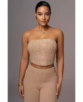 Женский топ Carmela Cable Knit JLUXLABEL, коричневый/бежевый