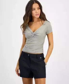 Женский топ Charlotte с узлом и сборками GUESS, белый