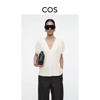 Женский топ Cos с V-образным вырезом и сборкой, белый
