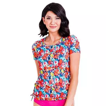 Женский топ для плавания с короткими рукавами Adele Calypsa LLC, цвет Aloha Flowers