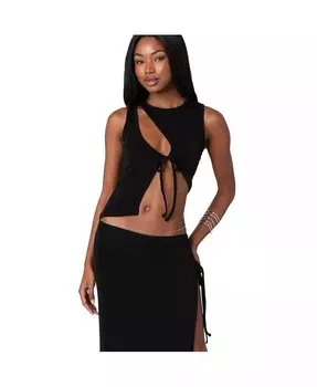 Женский топ Goldie с асимметричным вырезом и вырезами Edikted, черный