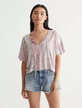 Женский топ хай-лоу с защипами Lucky Brand, цвет Light Pink
