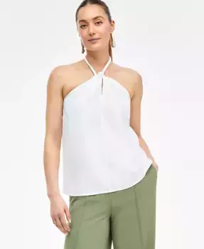 Женский топ-халтер с плетеными деталями из льняной смеси I.N.C. International Concepts, белый