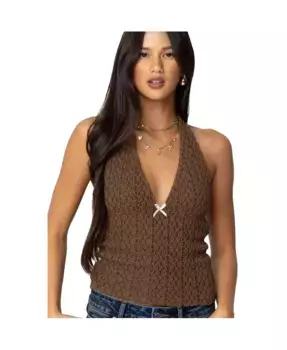 Женский топ-халтер Willow с фактурной отделкой Edikted, коричневый