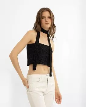 Женский топ и шарф без рукавов Noon, черный