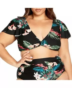 Женский топ Ingrid с короткими рукавами и принтом CITY CHIC, мультиколор