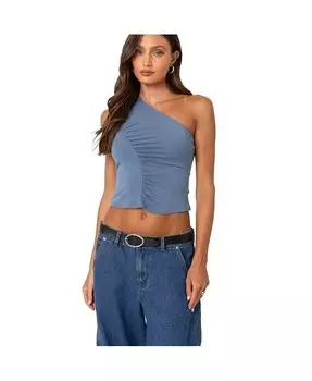 Женский топ Ivy на одно плечо со сборками Edikted, синий