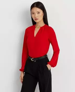 Женский топ из эластичного джерси с отделкой логотипом Lauren Ralph Lauren, красный