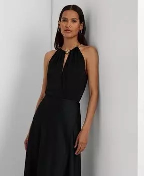 Женский топ из эластичного джерси с отделкой цепочкой и лямкой на шее Lauren Ralph Lauren, черный