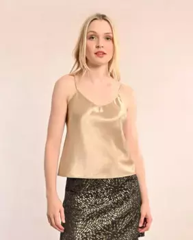 Женский топ из атласного ремешка и кружева Molly Bracken, бежевый