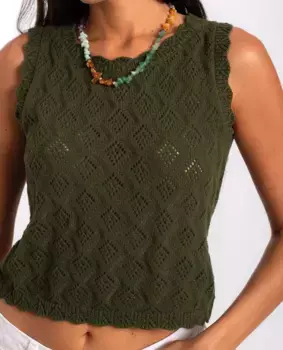 Женский топ из хлопкового кружева с широкими бретелями The-Are, зеленый