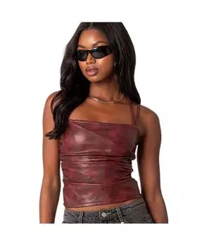 Женский топ из искусственной кожи с ремешками Haze Edikted, красный
