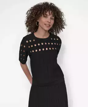 Женский топ из крепа с вырезами DKNY, черный